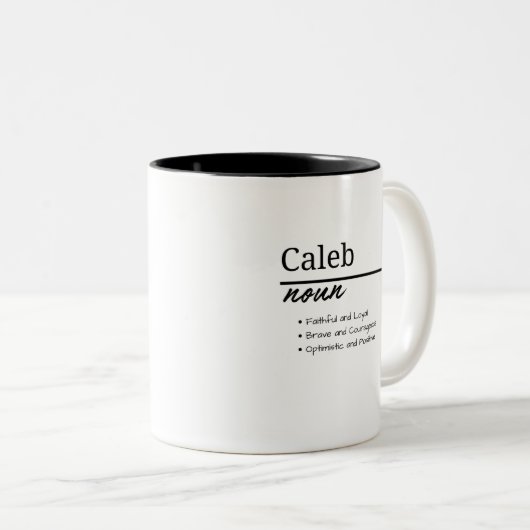 Caleb, Definition des personalisierten Boy-Namens Zweifarbige Tasse (VorderseiteRechts)