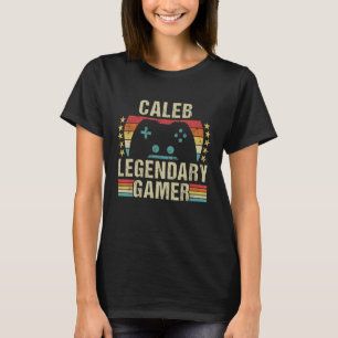 Caleb Gamer Retro Gaming Vintag Gaming Personalisi T-Shirt