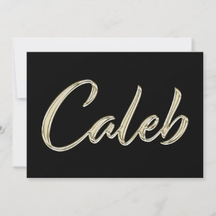 Caleb Name white gold Handwriting Karte
