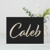 Caleb Name white gold Handwriting Karte (Stehend Vorderseite)