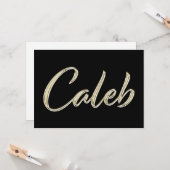 Caleb Name white gold Handwriting Karte (Vorderseite/Rückseite Beispiel)