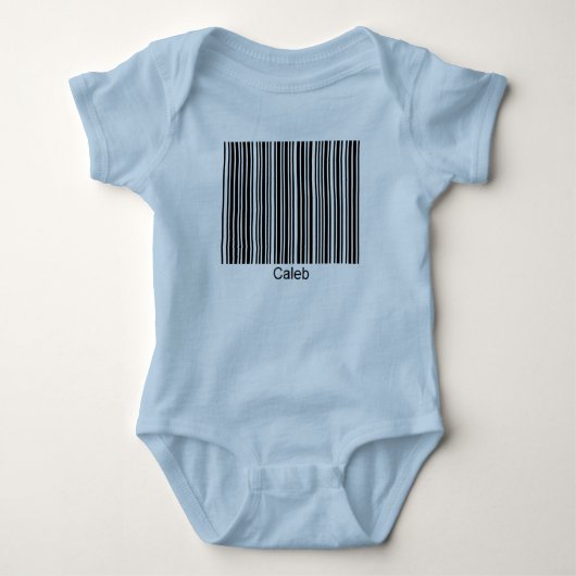 Caleb personalisiertes Funktionsbarcode-T-Shirt Baby Strampler (Vorderseite)