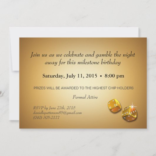 Caleb's Casino Party FRAGTE MIR, NAMEN IN CHIPS ZU Einladung (Rückseite)