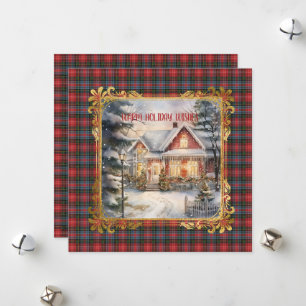Caledonia moderner schottischer Tartan-Weihnachten Feiertagskarte