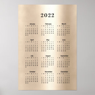  Calendar 2022 Gold Poster