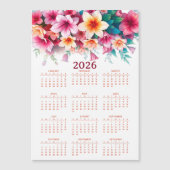 Calendar 2026 with flowers magnetkarte (Vorderseite)