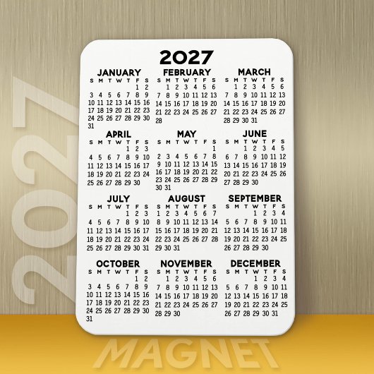 Calendar - Basiliche Minimal Schwarz und Weiß Magnet