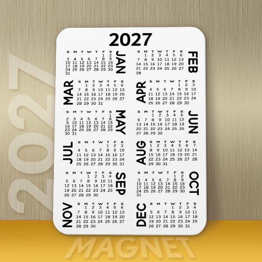 Calendar - Basiliche Minimal Schwarz und Weiß Magnet