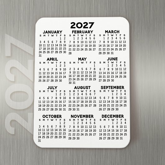 Calendar - Basiliche Minimal Schwarz und Weiß Magnet