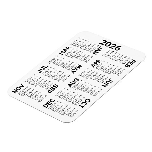 Calendar - Basiliche Minimal Schwarz und Weiß Magnet (Linke Seite)