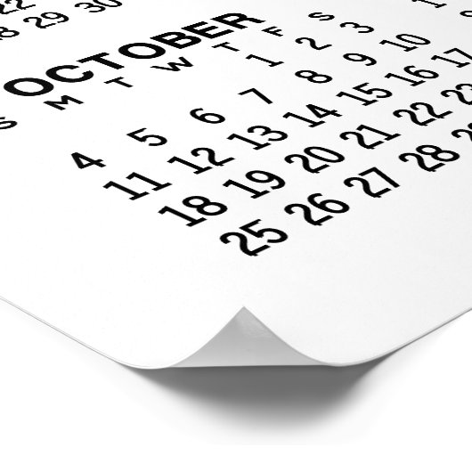 Calendar - Basiliche Minimal Schwarz und Weiß Poster (Ecke)