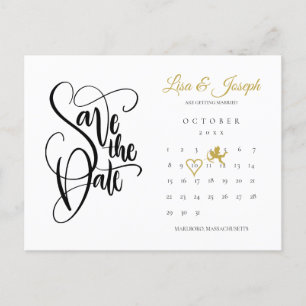 Calendar Cupid Gold Liebe Herz Save the Date Postkarte