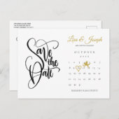 Calendar Cupid Gold Liebe Herz Save the Date Postkarte (Vorne/Hinten)