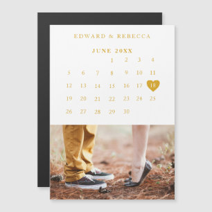 Calendar Elegantes Gold Foto Hochzeit Sichern Sie  Magneteinladung