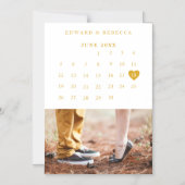 Calendar Elegantes Gold Foto Hochzeit Sichern Sie  Magneteinladung (Vorderseite)