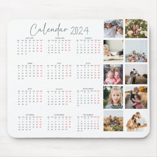 Calendar-Foto-Collage-Skript trendy minimalistisch Mousepad (Vorne)
