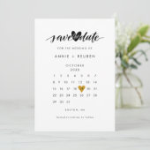 Calendar Foto Gold Liebe Herz Save the Date (Stehend Vorderseite)