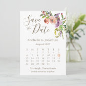 Calendar Foto Sage Green Boho Blume Hochzeit Save The Date (Stehend Vorderseite)