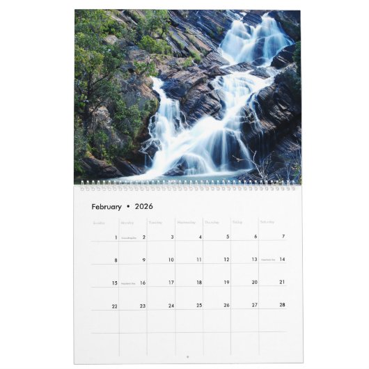 Calendar für natürliche Wasserfälle Kalender (Feb 2026)