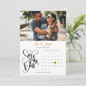 Calendar Gold Heart Foto Save The Date (Stehend Vorderseite)