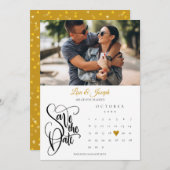 Calendar Gold Heart Foto Save The Date (Vorne/Hinten)