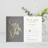 Calendar Gold Liebe Herz QR Code Hochzeit Save The Date (Stehend Vorderseite)