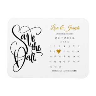 Calendar Gold Liebe Herz Save the Date Magnet