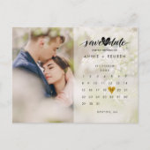 Calendar Gold Liebe Herzstück Foto Save the Date Postkarte (Vorderseite)