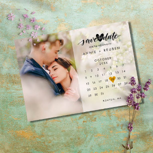 Calendar Gold Liebe Herzstück Foto Save the Date Postkarte