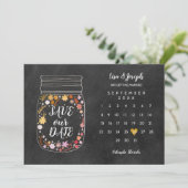 Calendar Heart Mason Jar Chalkboard Save the Date Einladung (Stehend Vorderseite)