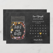 Calendar Heart Mason Jar Chalkboard Save the Date Einladung (Vorne/Hinten)