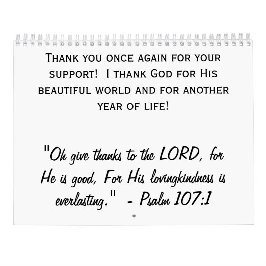 Calendar Kalender (Rückseite)