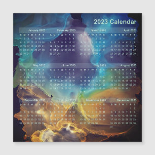 Calendar Magnet - Weltraumnebel, blau gelb