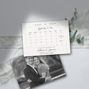 Calendar Moderne Kalligraphie Elegantes Foto Hochz Save The Date