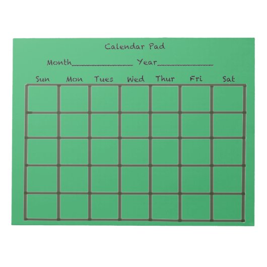Calendar Pad Green Notizblock (Vorderseite)