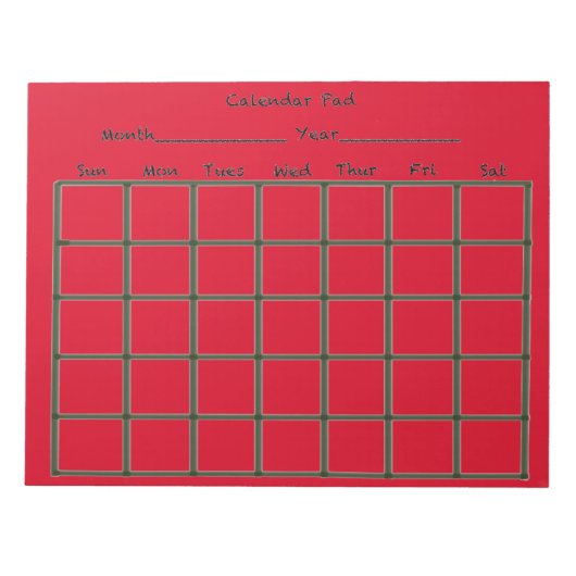 Calendar Pad Red Notizblock (Vorderseite)