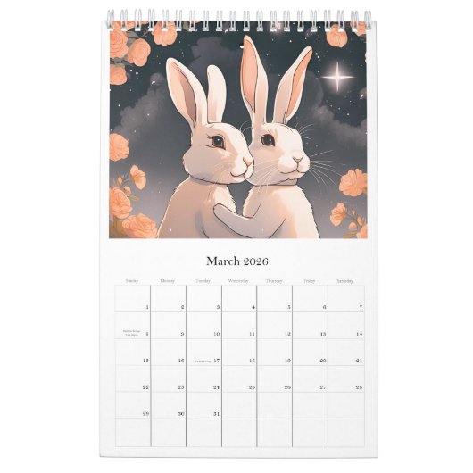 Calendar romantic rabbit kalender (Mär 2026)