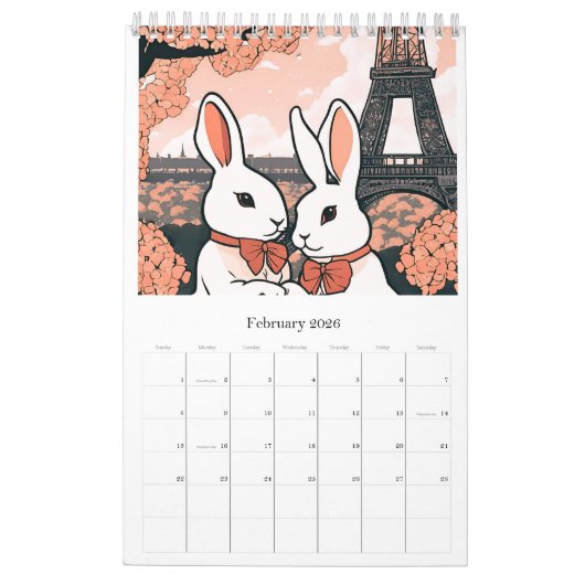 Calendar romantic rabbit kalender (Feb 2026)