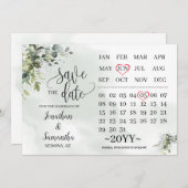Calendar Save the Date Eukalyptus grün Einladung (Vorne/Hinten)