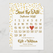 Calendar Save the Date Gold Liebe Herzklopfen Conf (Vorne/Hinten)