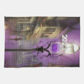 Calendar Towel - London Street clock Lamp Lila Geschirrtuch (Horizontal)