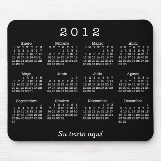 Calendario 2012 Españoles Mousepad (Vorne)