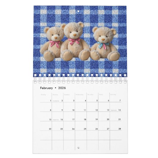 CALENDÁRIO INFANTIL FOFO COM ESTAMPA DE URSINHO DE KALENDER (Feb 2026)