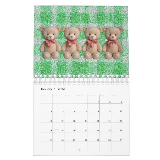 CALENDÁRIO INFANTIL FOFO COM ESTAMPA DE URSINHO DE KALENDER (Jan 2026)