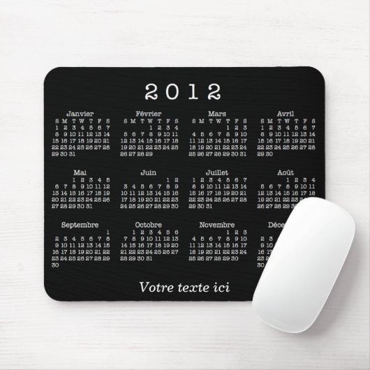 Calendrier 2012 français mousepad (Mit Mouse)