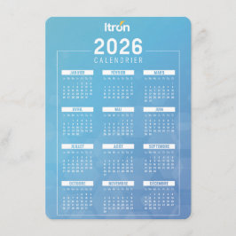 Calendrier 2026 Itron Bleu Français Begleitkarte