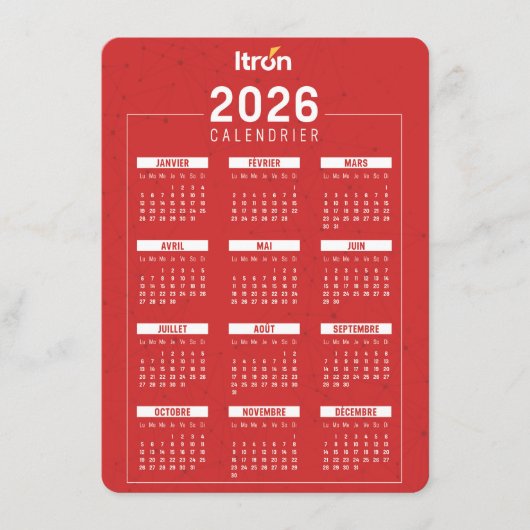 Calendrier 2026 Rouge Français Begleitkarte (Vorderseite)