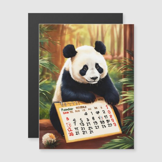 Calendrier Foto Panda Überraschung Magnetkarte (Vorne/Hinten)
