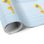 Calendula-Blume: blauer Holzhintergrund Geschenkpapier (Rolleneckpunkt)