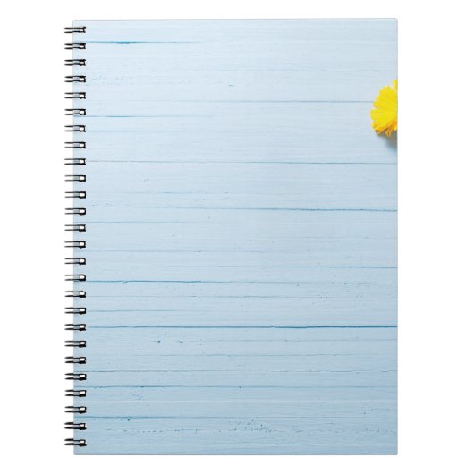 Calendula-Blume: blauer Holzhintergrund Notizblock (Vorderseite)